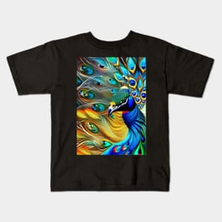 STUNNING AND COLORFUL  BEAUTIFUL PEACOCK Kids T-Shirt